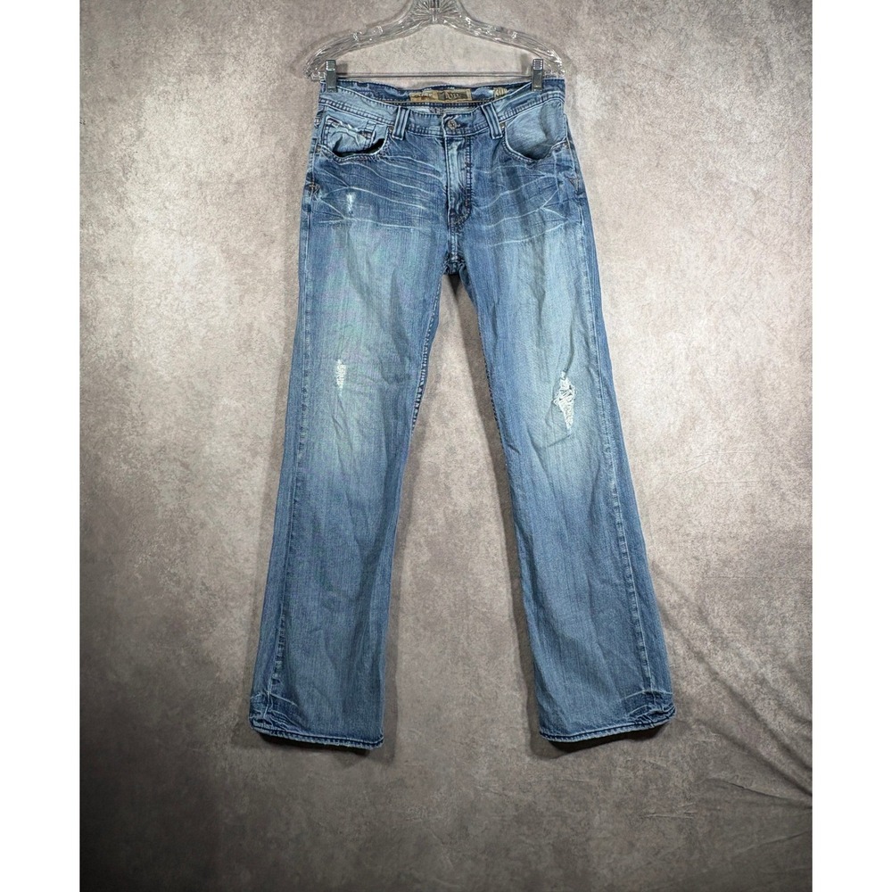 BKE Jeans Mens Size 30x32 Blue Derek Straight Distressed Denim Y2K Grunge Casual